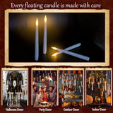 6/12/20pcs Flameless Taper Floating Candles With Magic Wand Remote Timer, Battery Operated Hanging Window Candles Flickering, 6.7" LED Electric Candles For Christmas Halloween Decorations