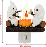 【Halloween Gift】Ghost Campfire Flickering Night Light, Ghosts Campfire Flicker Flame Halloween Nightlight, Faux Campfire Night Light Plug into Wall