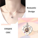 I Love You Necklace 100 Languages Projection Love Heart pendant Necklace for Women Valentine's Day Birthday Gifts for Wife Girlfriend Mom