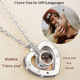 I Love You Necklace 100 Languages Projection Love Heart pendant Necklace for Women Valentine's Day Birthday Gifts for Wife Girlfriend Mom