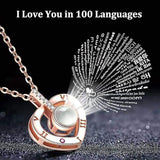 I Love You Necklace 100 Languages Projection Love Heart pendant Necklace for Women Valentine's Day Birthday Gifts for Wife Girlfriend Mom