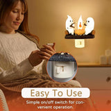 【Halloween Gift】Ghost Campfire Flickering Night Light, Ghosts Campfire Flicker Flame Halloween Nightlight, Faux Campfire Night Light Plug into Wall