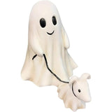 Ghost Walking Dog Statue, Ghost Walking His Ghost Dog, Halloween Ghost Dog Statues, Spooky Ghost Dog Halloween Figurine, Home Tabletop Decorations