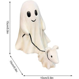 Ghost Walking Dog Statue, Ghost Walking His Ghost Dog, Halloween Ghost Dog Statues, Spooky Ghost Dog Halloween Figurine, Home Tabletop Decorations