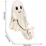 Ghost Walking Dog Statue, Ghost Walking His Ghost Dog, Halloween Ghost Dog Statues, Spooky Ghost Dog Halloween Figurine, Home Tabletop Decorations