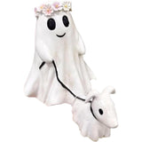 Ghost Walking Dog Statue, Ghost Walking His Ghost Dog, Halloween Ghost Dog Statues, Spooky Ghost Dog Halloween Figurine, Home Tabletop Decorations