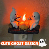 【Halloween Gift】Ghost Campfire Flickering Night Light, Ghosts Campfire Flicker Flame Halloween Nightlight, Faux Campfire Night Light Plug into Wall