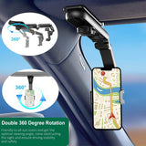 2024 New 1080°Multi-function Sun Visor Universal 360 Degree Rotating Phone Holder Car Rearview Mirror Car Phone Holder Car Holder - Rotatable Retractable Car Phone Holder forDrivers