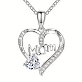 Christmas gift Mother's Day gift 1pc MOM Letter Heart-shaped Pendant Necklace, Mother's Day Gift