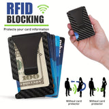 Christmas Gift Xmas New Year Gift Smart Wallet Carbon Fiber RFID Blocking Card Holder Money Clip Wallet Slim Minimalist Wallet or Men, Groomsmen, Gift