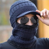 Balaclava Bonnet Cycling Ski Mask Knitted Visor Winter Hat Thicken Warm Earmuffs Skullies Beanies for Men Women Wool Scarf Caps