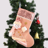 Christmas Pink Socks Christmas Tree Decorations Pink Stocking Santa Claus Snowman Handmade Ornaments Candy Gift Bag Hangings