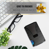 Christmas Gift Xmas New Year Gift Smart Wallet Carbon Fiber RFID Blocking Card Holder Money Clip Wallet Slim Minimalist Wallet or Men, Groomsmen, Gift