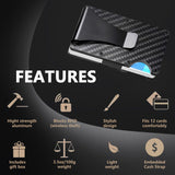 Christmas Gift Xmas New Year Gift Smart Wallet Carbon Fiber RFID Blocking Card Holder Money Clip Wallet Slim Minimalist Wallet or Men, Groomsmen, Gift